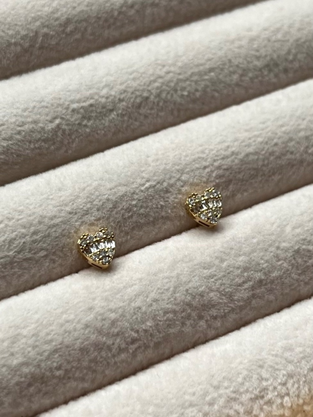 E050 | Natural Diamond Petite Heart Studs - Picture 2 of 6